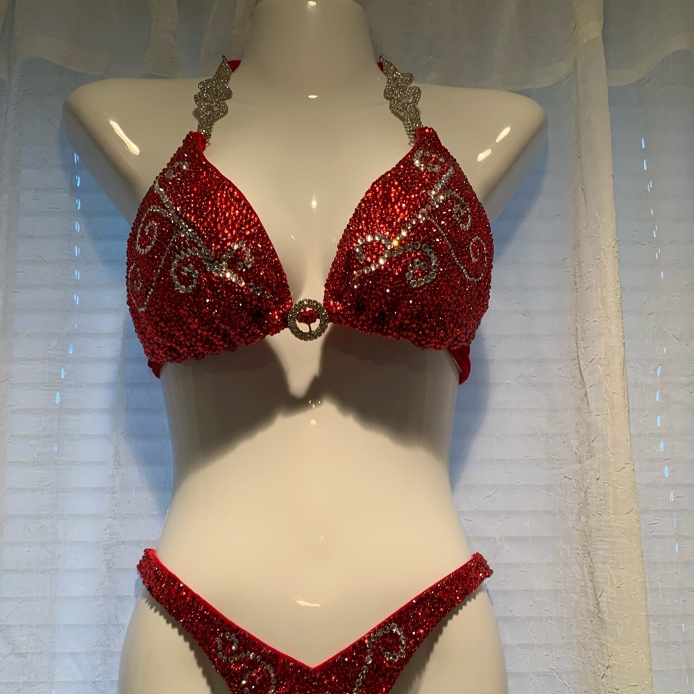 Dazzling Red bikini/ figure competition suit